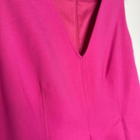 BODEN Pink Dress Sz 14 Wool Blend Skater Peplum Mini Dress V-neck Fit & Flare - Picture 3 of 8